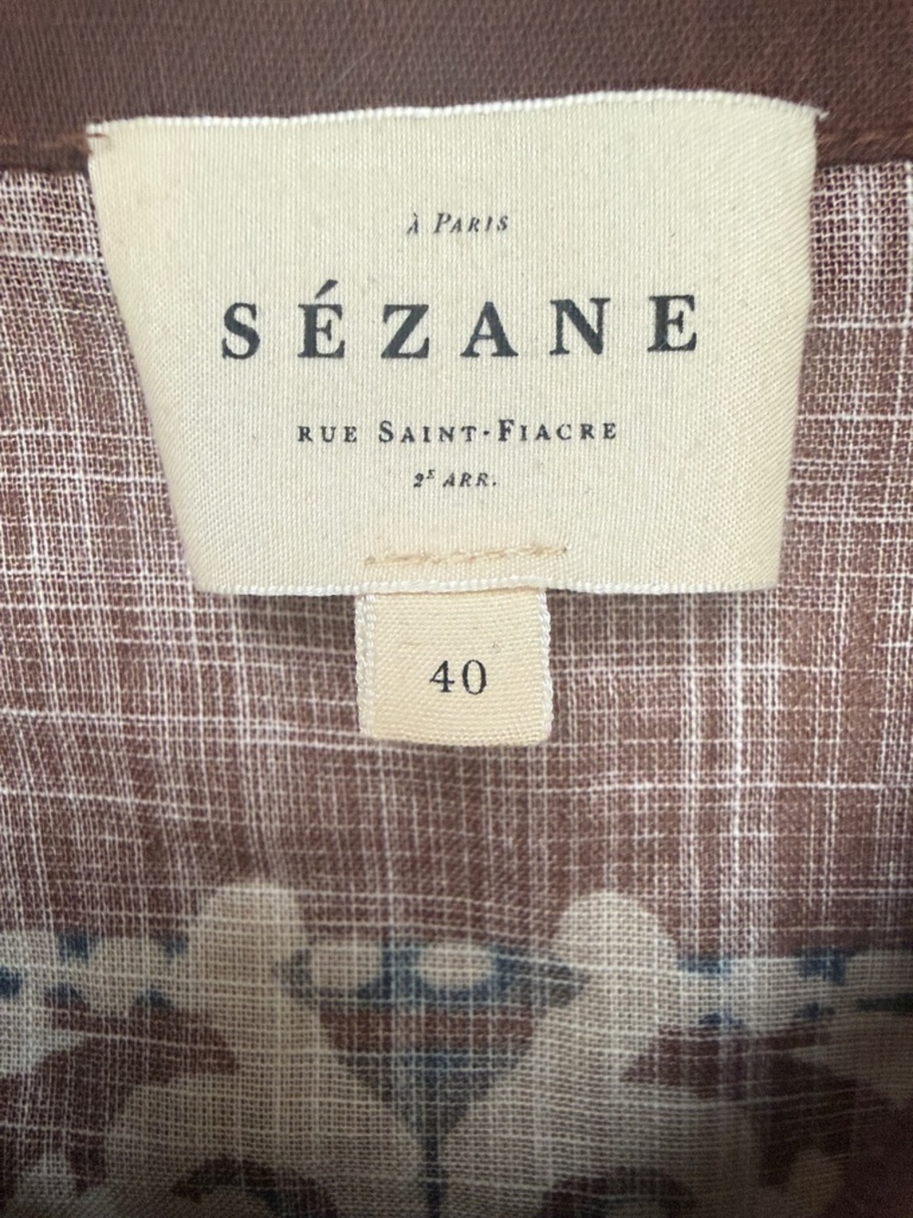Sezane Claudio Brown and Orange Paisley Button Down Shirt - Picture 2 of 8